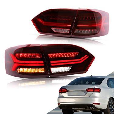 Imagem de VLAND Luzes traseiras de LED completas compatíveis com Jetta 2012-2014 Sagitar 2011-2015 com setas sequenciais (não para a versão GLI)