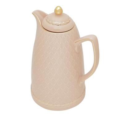 Imagem de WOLFF Garrafa Térmica de Porcelana Renda Rosa 900ml - Utensílios de Cozinha - Mesa Posta - Decoração - Itens Para Casa-Perfeita Para Café e Chá-Mantém a Temperatura de Bebidas Quentes e Geladas