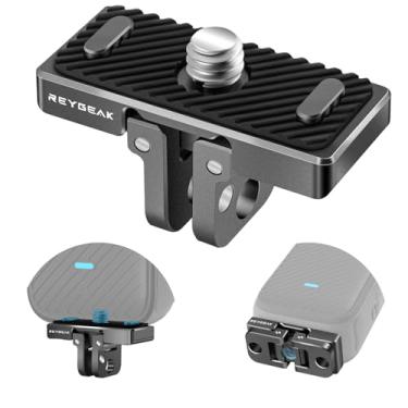 Imagem de REYGEAK Suporte de liberação rápida para Insta360 X4, adaptador de câmera de cabeça de alumínio com parafuso de 1/10.2 cm, interface magnética de garras duplas, adaptador de conversão de câmera para