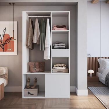 Imagem de Guarda-roupa Closet com 1 Gaveta 1 Cabideiro 2 Prateleiras e 1 Porta Cl100 Branco