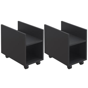 Imagem de Kit 02 Suportes Para Cpu E Nobreak Com Rodízios Guide L03 Preto - Lyam Decor