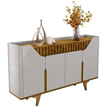 Imagem de Aparador Buffet Tamisa com 4 Portas e Pés de Madeira Maciça