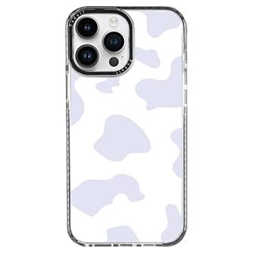 Imagem de FADELF Capa para iPhone 15 Pro - Capa protetora de TPU macio à prova de choque com estampa de vaca roxa