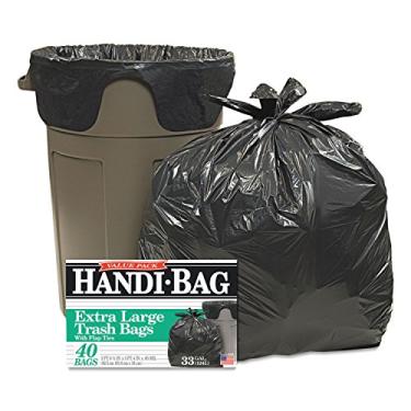Imagem de Handi-Bag Sacos de lixo HAB6FTL40 Super Value Pack 33 gal, 0,65 mil, 82,5 x 101,6 cm, preto (caixa com 40)