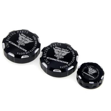Imagem de Riderjacky CNC 6061 alumínio motocicleta dianteira e embreagem freio e freio traseiro cilindro tampa do reservatório de fluido para HONDA CB1000R CB 1000R 2009-2016 CB1000 R (preto)