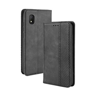 Imagem de Capa para Alcatel 1B 2020, capa flip carteira com suporte de couro para Alcatel 1B 2020, capa magnética retrô para celular, capa carteira com compartimentos para cartão