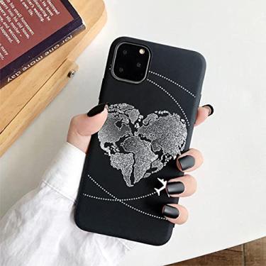 Imagem de Desenhos de mapas de aviões populares de luxo Capa de telefone para IPhone 13 11 Pro XR X Xs Max 7 6s Plus 12 mini capas de silicone macias com capa preta, BT22043, para iP7P ou iP8Plus