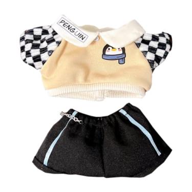 Imagem de niannyyhouse Roupas de boneca de pelúcia de 10 cm e 20 cm, jaqueta, calças, pinguim, fato de treino, acessórios para bonecas (marrom, 10 cm)