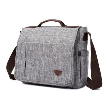 Imagem de Bolsa Transversal Pasta Mensageiro Carteiro Grande Notebook 15.6 Resistente Para Trabalho Negócios Compartimentos Extras e Alça Ajustável - ZAFIN (Cinza)