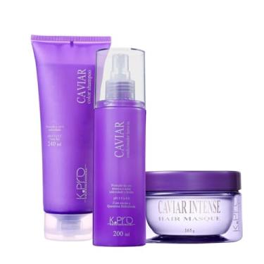 Imagem de Kit K.Pro Caviar Shampoo Máscara e Spray Leave-in (3 produtos)