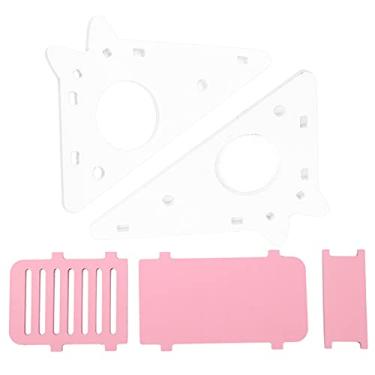 Imagem de Montagem de escadas de escalada, casa de hamster de madeira, brinquedo de escada de escalada, pequeno ninho de descanso de animais, esconderijo de hamster com escadas de escalada (Pink)