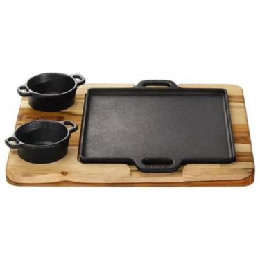 Imagem de Chapa de Ferro Fundido Petisqueira para Porções 22x22 com Suporte de M