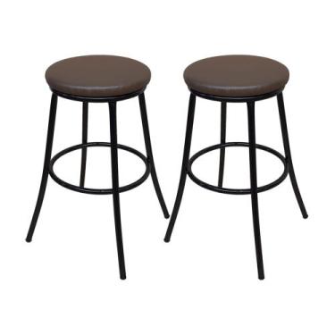 Imagem de Kit 2 Banco com 60 cm Altura sem Encosto P/ Cozinha Mesa estrutura Pre