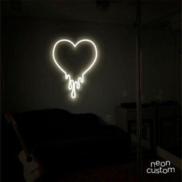 Imagem de luminaria letreiro Neon Led Coração Derretido 50x40 luminoso decoração