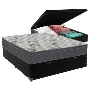 Imagem de Cama Box Baú Viúvo Preto e Colchão Airtech 100 D33 Ortobom