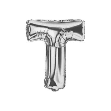 Imagem de Balão Metalizado Prata Letra Decoração Festa 55 cm - Alia, Letra T