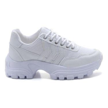 Imagem de Tênis Alto Feminino Sola Alta Leve  Confortável - Vanelli, 38, Branco