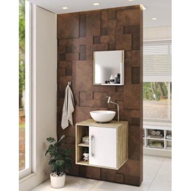 Imagem de Gabinete P/Banheiro C/cuba R30 e Espelheira Soft 50cm - Compace, Branc