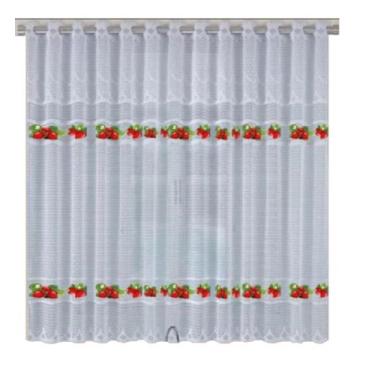 Imagem de Cortina De Renda Cozinha 2,20 X 1,20 e 0,30m  Morangos - Cortilester