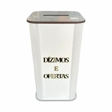 Imagem de Gazofilácio Dízimos e Ofertas / 35 centímetros - Branco - O Cantinho d