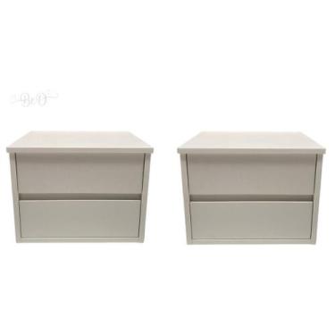 Imagem de Mesa de cabeceira suspenso com 2 gavetas 2 peças mdf 15mm brancotx - B