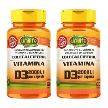 Imagem de KIT C/2 Un. Suplemento Vitamina D3 2000 Ui Colecalciferol 470mg 60 Cap