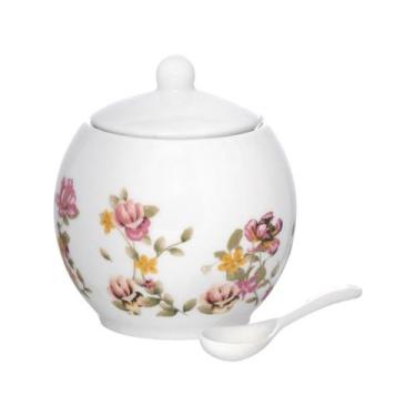 Imagem de Açucareiro de Porcelana com Colher Hauskraft Le Jardin
