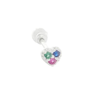 Imagem de Piercing Tragus Reto 8mm Prata 925 Coração - MPJoias, Colorido