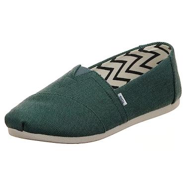 Imagem de TOMS Alpargata Slip-On feminino, largura larga, Lona Stormy Green Heritage, 35
