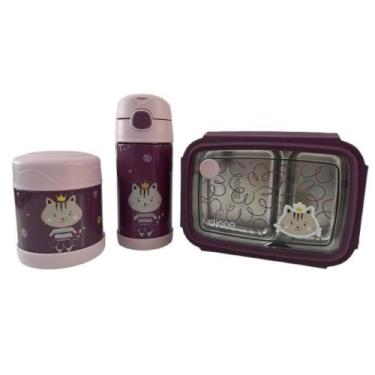 Imagem de Kit Garrafa Pote Térmico Bento Box Milky Infantil Aço Inoxidável Cling
