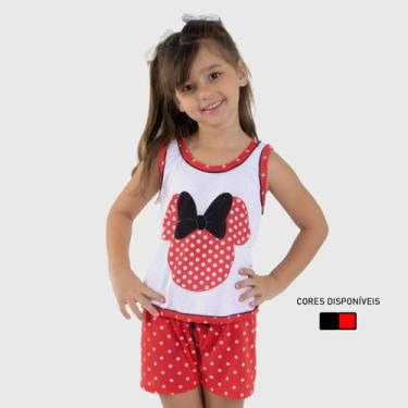 Imagem de Baby Doll Infantil Minnie Pijama Curto Short - DILUXO, Vermelho, G