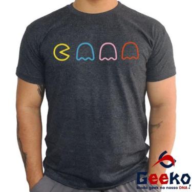Imagem de Camiseta Pac Man 100% Algodão Games Pac-Man Geeko, Grafite gola careca