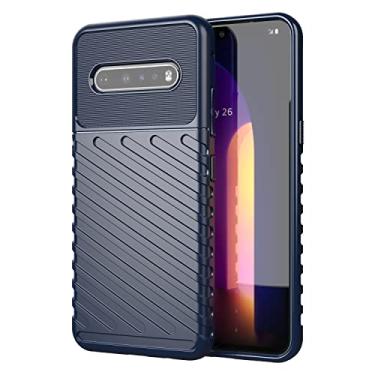 Imagem de HTXWXJC Capa de telefone para LG V60 ThinQ 5G, LG V60, LM-V600EA - Capa à prova de choque, antiarranhões, TPU, azul