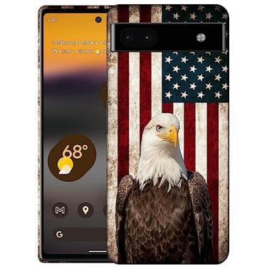 Imagem de SM Cases Capa Google Pixel 6A - Bandeira dos EUA Águia careca Design impresso 3D Capa de plástico rígido para Google Pixel 6A (não para Pixel 7A). Branco