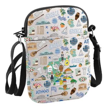 Imagem de Presente de viagem com tema grego, bolsa transversal para viagem à Grécia, presente de lua de mel na Grécia, Bolsa C Grécia
