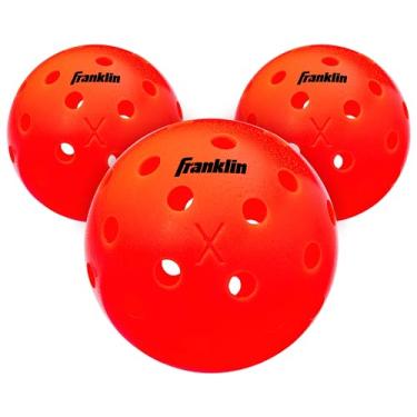 Imagem de Franklin Sports Bolas de pickleball para ambientes externos – X-40 – Aprovadas pelos EUA (USAPA) – Pacote com 3 bolas externas – Ember – Bola aberta dos EUA