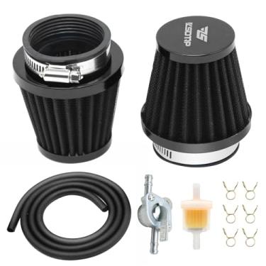 Imagem de YWLUWEI 2 peças de filtro de ar de motocicleta de 50 mm com interruptor de válvula de combustível, filtro de combustível e substituição de mangueira de combustível para ciclomotor Dirt Pit Bike ATV