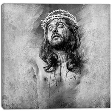 Imagem de Designart Jesus Cristo-Retrato Digital Impressão em tela - 76 x 76 cm, 76 x 76 cm