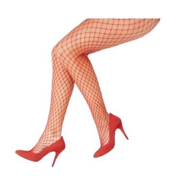 Imagem de Meia Calça Arrastão com Elastano Loba 5095-001 - Lupo, Vermelho, Único