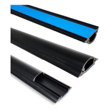 Imagem de 3 Canaleta De Piso Preta 45x15x1000mm Cabo Organiza Fio Chão - Loja Di
