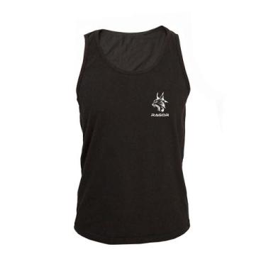 Imagem de Regata Masculina Algodão Lince Estampada Verão Ragor, G, Preto