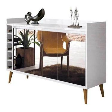 Imagem de Buffet para sala de jantar estilo wine 3 portas com espelho branco - V