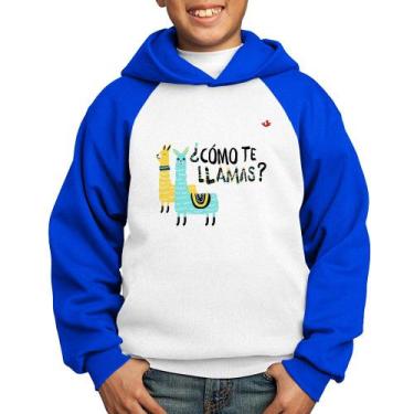 Imagem de Moletom Infantil Como te llamas - Foca na Moda, Branco, Azul, 4
