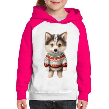 Imagem de Moletom Infantil Cachorro Husky Siberiano Natalino - Foca na Moda, Bra