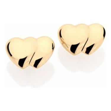 Imagem de Brinco Corações Lisos Sobrepostos Rommanel 523611, Branco, unico