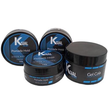 Imagem de Kit com 3 Pomadas Hold + Gel Cola - Ksial For Men
