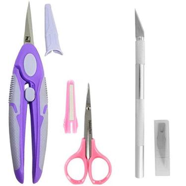 Imagem de Tesouras E Estilete De Precisão Ponta Fina Soft Confortavel - Evolvere