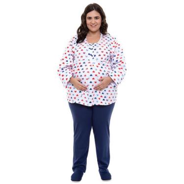 Imagem de Pijama  Gestante e Amamentação Plus Size Modelo Flanelado  - Linda Ges