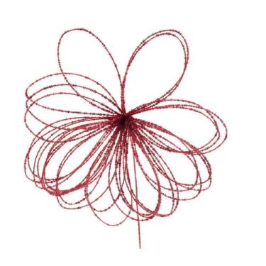 Imagem de Flor natalina de metal com micanga vermelha 43cm - Cromus