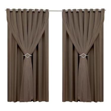 Imagem de Cortina sala blackout tecido e voil ilhós cromado 3,00X2,20 - Empório 